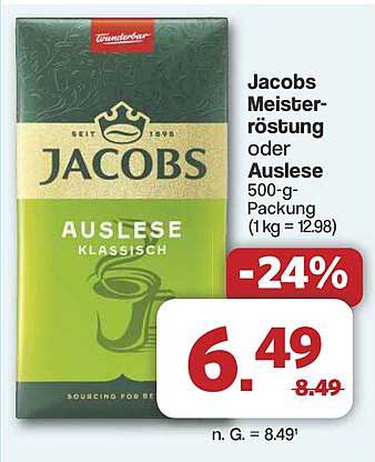 Jacobs Meisterröstung oder Auslese 500-g-Packung