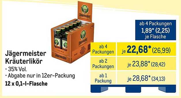 Jägermeister Kräuterlikör 12 x 0,1l-Flasche