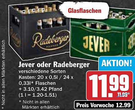 Jever oder Radeberger - Kasten mit Glasflaschen