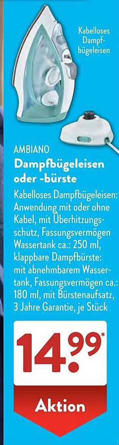 Kabelloses Dampfbügeleisen oder -bürste