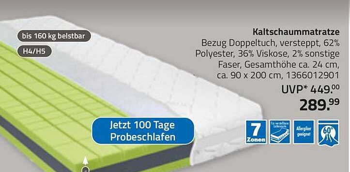 Kaltschaummatratze mit 7 Zonen für optimalen Schlafkomfort