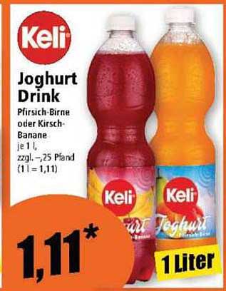 Keli Joghurt Drink – Pfirsich-Birne oder Kirsch-Banane