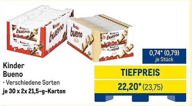 Kinder Bueno – Verschiedene Sorten im praktischen Karton