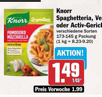 Knorr Spaghetteria, Verdure oder Activ-Gerichte - verschiedene Sorten