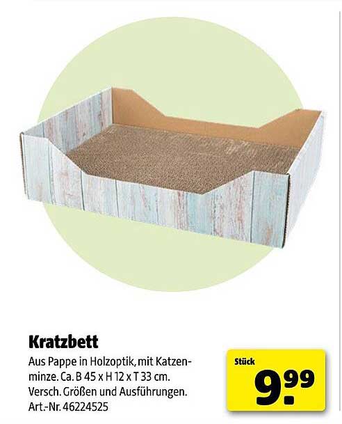 Kratzbett aus Pappe in Holzoptik mit Katzenminze