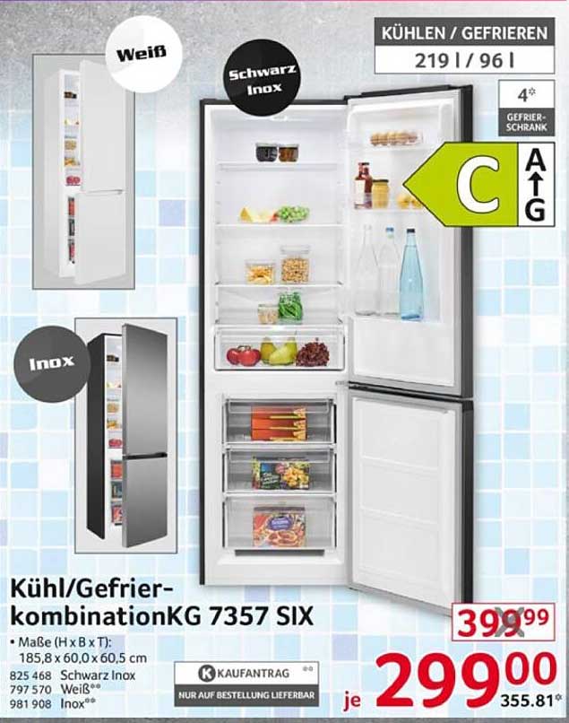 Kühl/Gefrierkombination KG 7357 SIX - Schwarz Inox