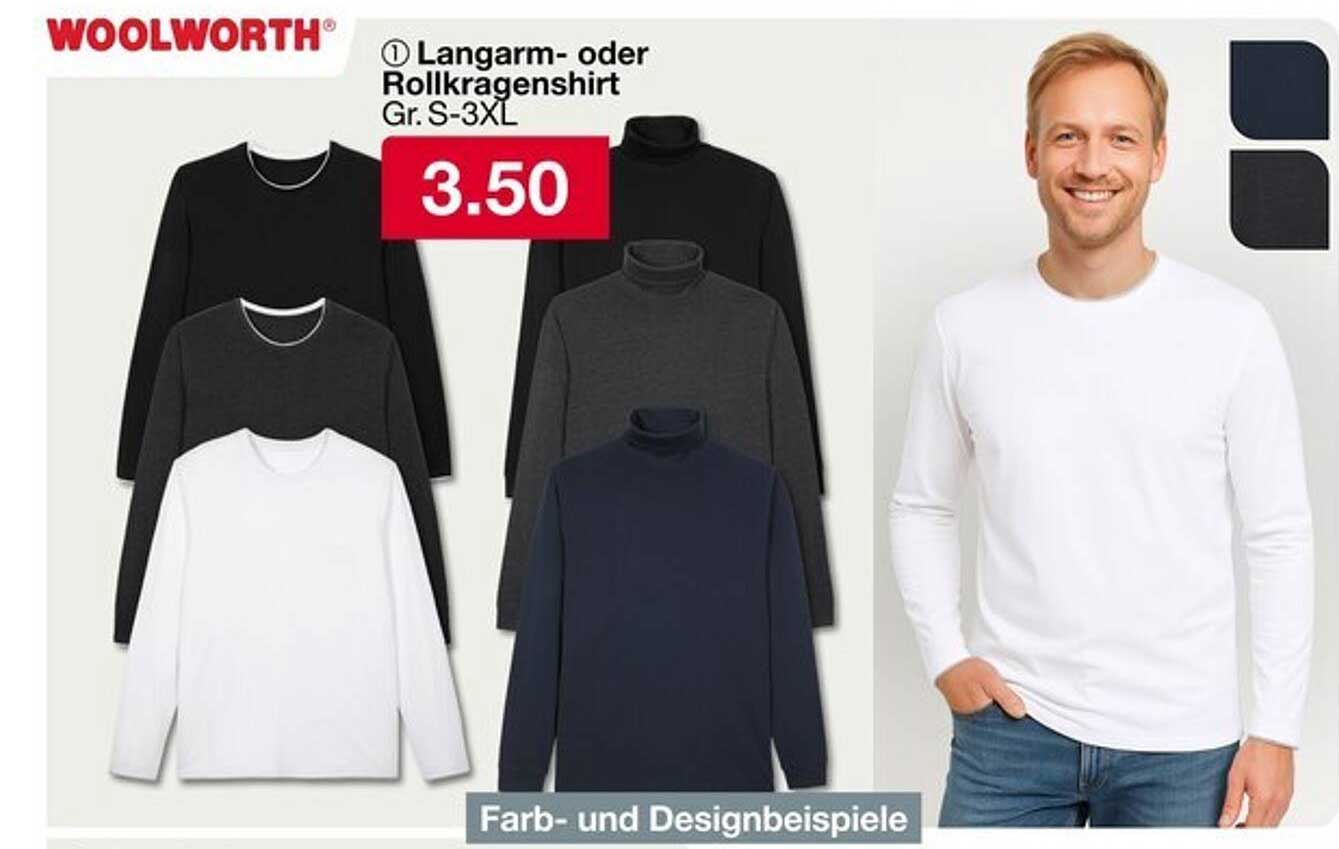 Langarm- oder Rollkragenshirt Gr. S-3XL