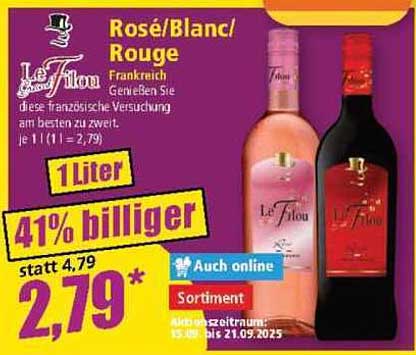 Le Filou Rosé/Blanc/Rouge - 1 Liter zum Sonderpreis