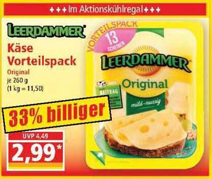 LEERDAMMER Käse Vorteilspack Original 260 g