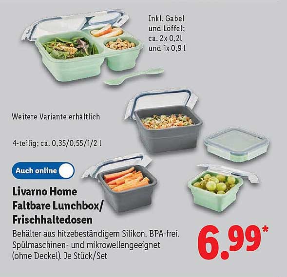 Livorno Home Faltbare Lunchbox/Frischhaltedosen