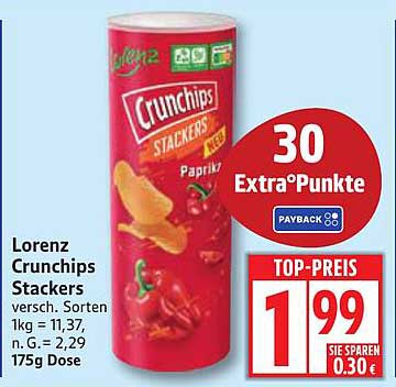 Lorenz Crunchips Stackers - Paprika 175g Dose