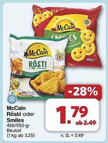 McCain Rösti oder Smiles 450/550-g-Beutel