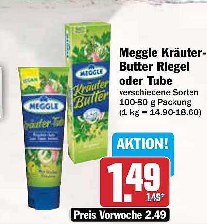 Meggle Kräuter-Butter Riegel oder Tube