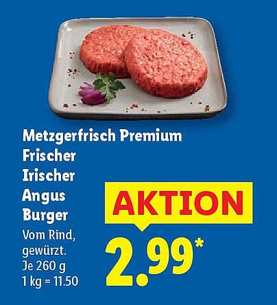 Metzgerfrisch Premium Frischer Irischer Angus Burger