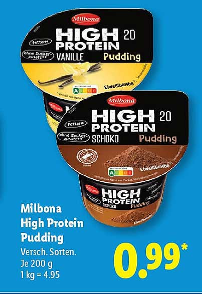 Milbona High Protein Pudding – Vanille und Schokolade