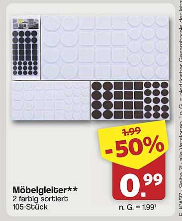 Möbelgleiter 2 farbig sortiert 105-Stück