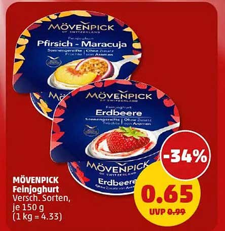 MÖVENPICK Feinjoghurt Versch. Sorten, je 150 g