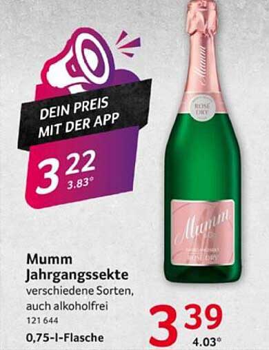 Mumm Jahrgangssekte verschiedene Sorten, auch alkoholfrei