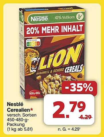 Nestlé Cerealien Lion - Karamell & Schoko 480 g