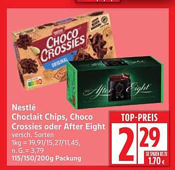 Nestlé Choclit Chips, Choco Crossies oder After Eight - verschiedene Sorten