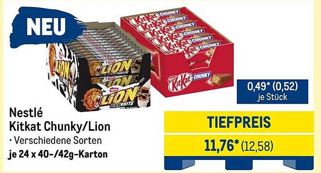 Nestlé Kitkat Chunky/Lion – Verschiedene Sorten