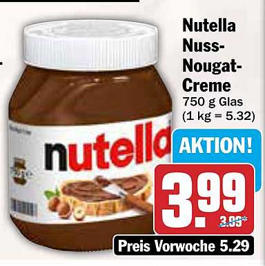 Nutella Nuss-Nougat-Creme 750 g Glas
