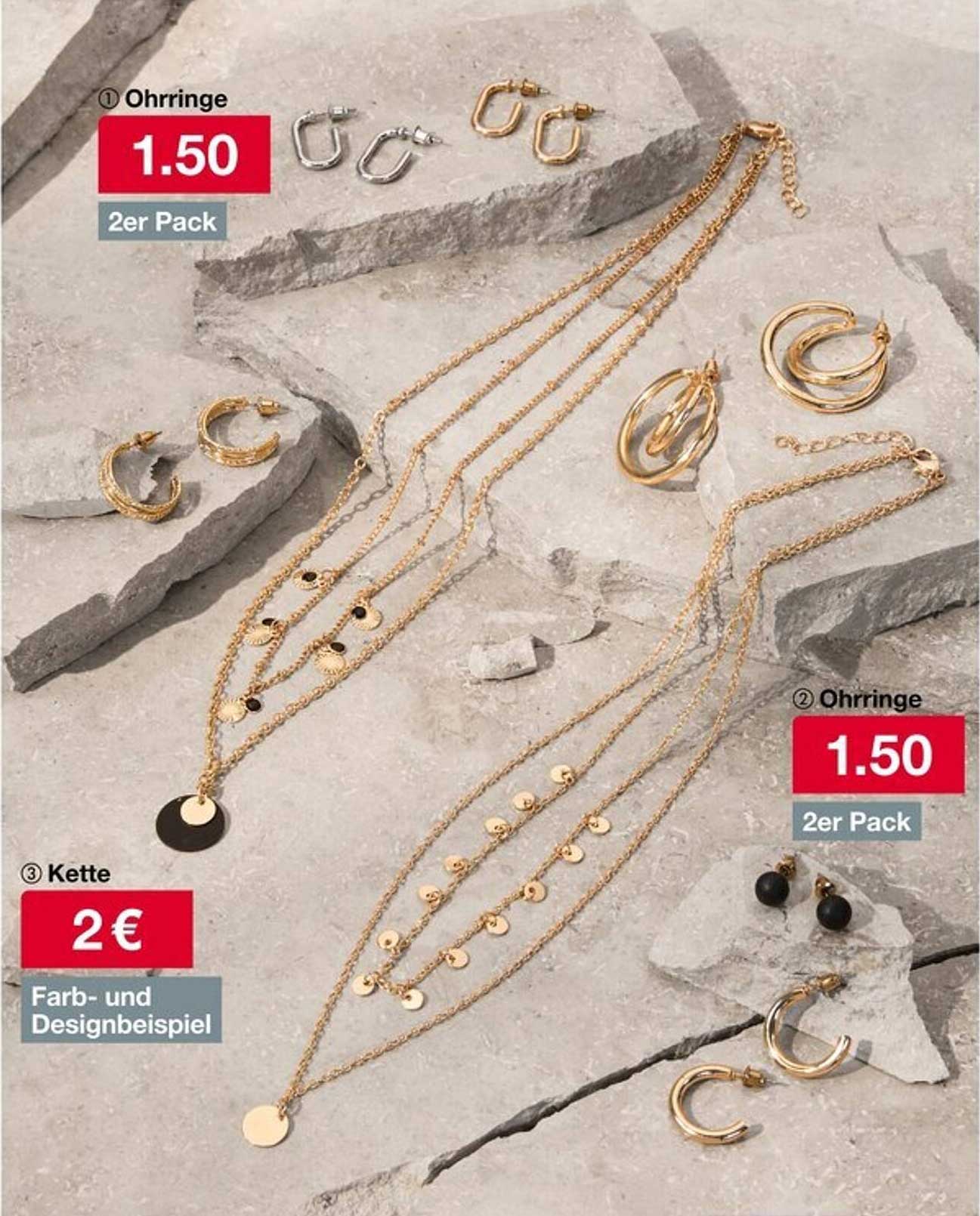 Ohringe 2er Pack für nur 1,50 € und Kette für 2 €