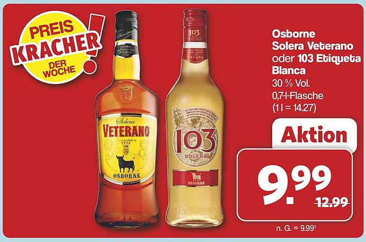 Osborne Solera Veterano oder 103 Etiqueta Blanca