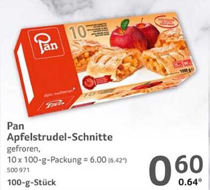Pan Apfelstrudel-Schnitte gefroren, 10 x 100-g-Packung