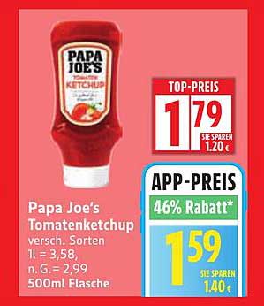 Papa Joe's Tomatenketchup 500ml Flasche