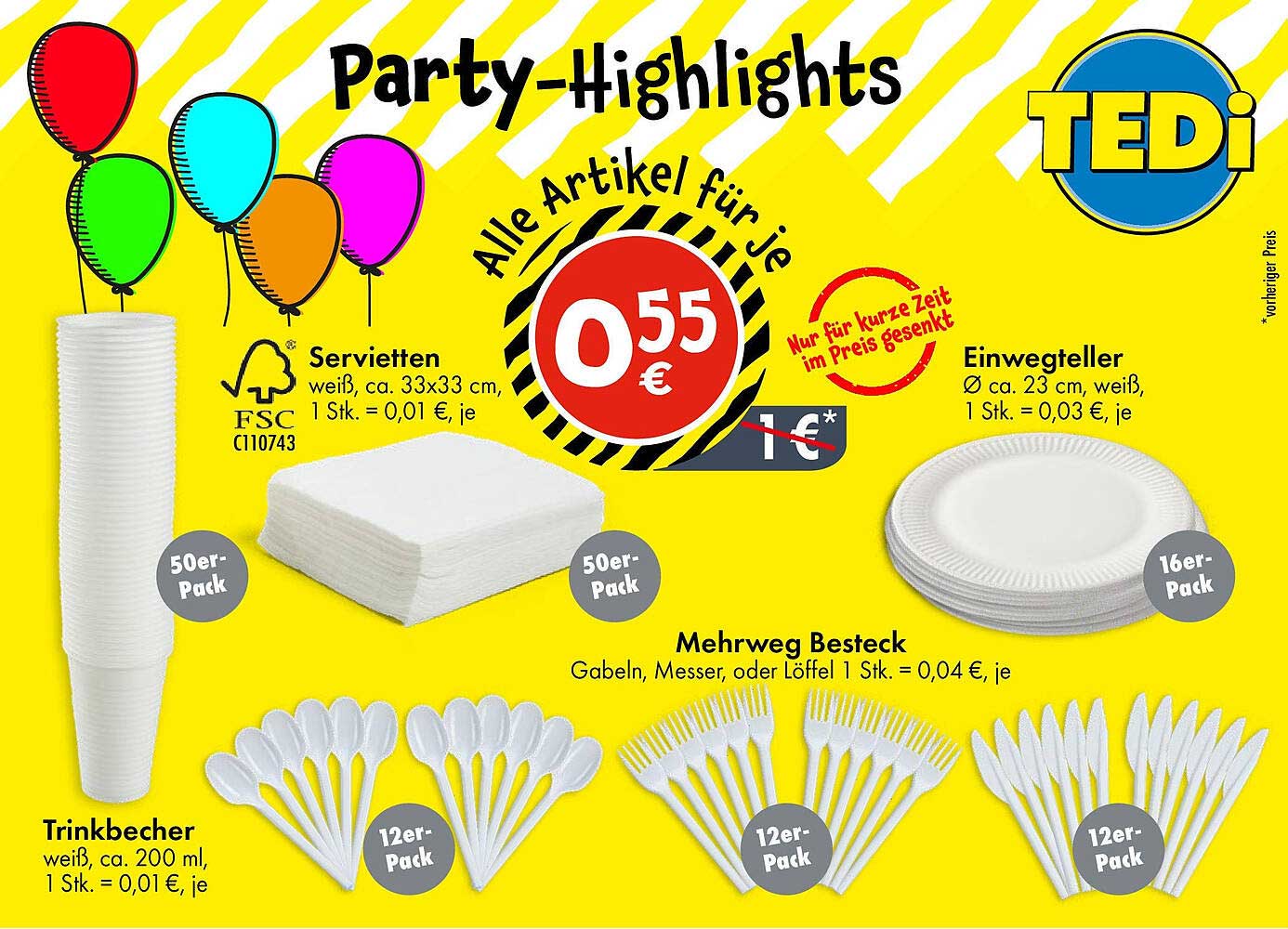 Party-Highlights bei TEDi: Alle Artikel für je 0,55 €