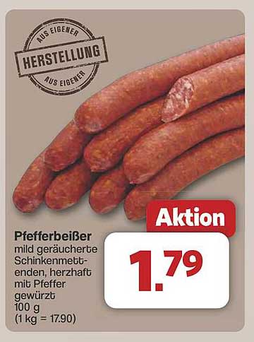 Pfefferbeißer – mild geräucherte Schinkenmettwurst, herzhaft mit Pfeffer gewürzt