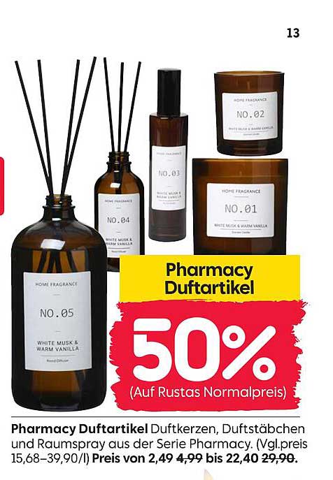 Pharmacy Duftartikel - 50% Rabatt auf ausgewählte Produkte