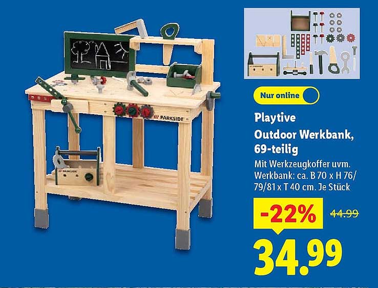 Playtive Outdoor Werkbank, 69-teilig