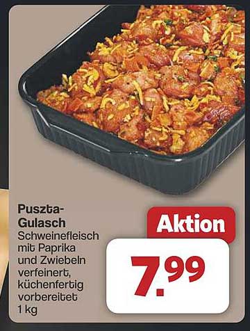 Puszta-Gulasch - Schweinefleisch mit Paprika und Zwiebeln, küchenfertig vorbereitet