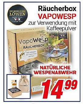 Räucherbox VAPOWESP zur Verwendung mit Kaffeepulver