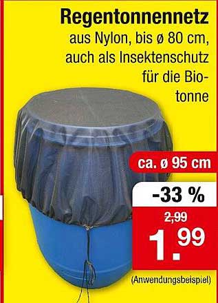 Regentonnennetz aus Nylon, bis Ø 80 cm, auch als Insektenschutz für die Biotonne