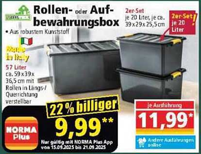 Rollen- oder Aufbewahrungsbox aus robustem Kunststoff