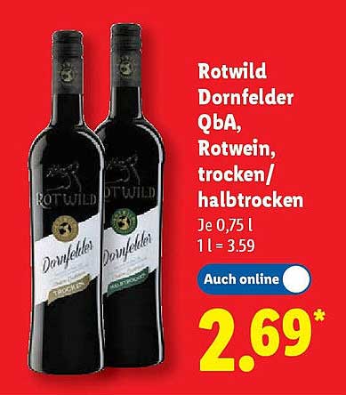 Rotwild Dornfelder QbA, Rotwein, trocken/halbtrocken