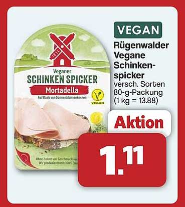 Rügenwalder Vegane Schinken-Spicker Mortadella 80-g-Packung