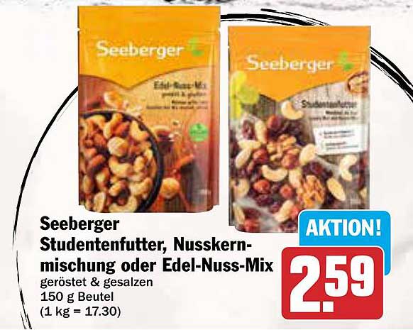Seeberger Studentenfutter, Nusskernmischung oder Edel-Nuss-Mix 150 g Beutel