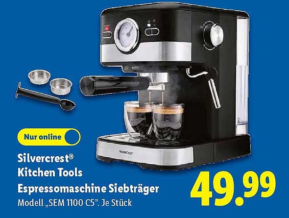 Silvercrest® Kitchen Tools Espressomaschine Siebträger Modell „SEM 1100 C5“
