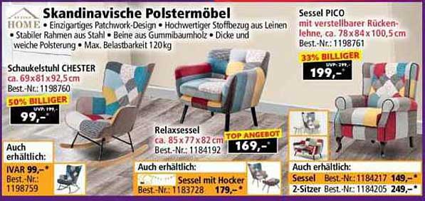 Skandinavische Polstermöbel – Relaxsessel und Schaukelstuhl Chester