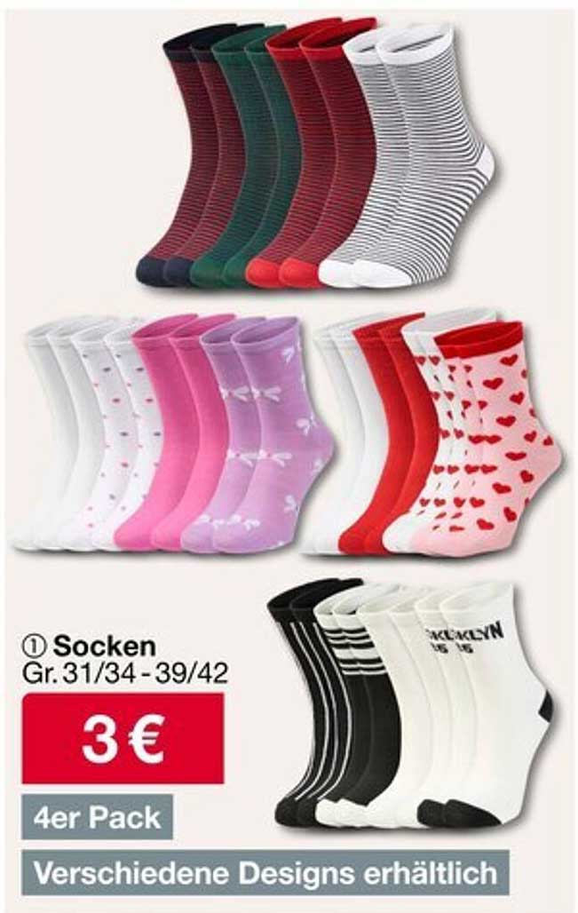 Socken 4er Pack - Verschiedene Designs erhältlich