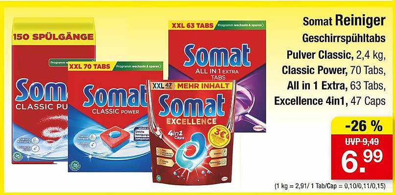 Somat Reiniger Geschirrspültabs - Pulver Classic, 2,4 kg