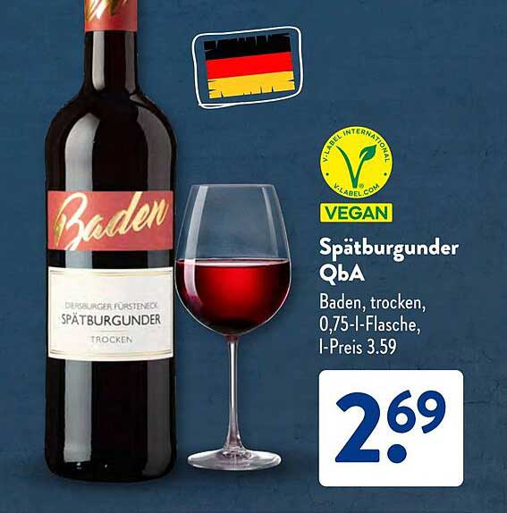 Spätburgunder QbA Baden, trocken, 0,75-Liter-Flasche