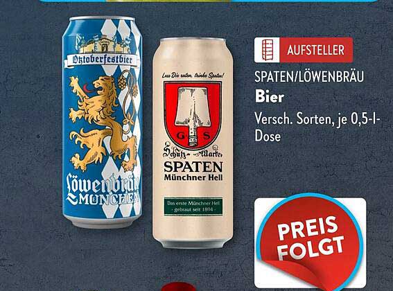 SPATEN/LÖWENBRÄU Bier, verschiedene Sorten, je 0,5 l-Dose