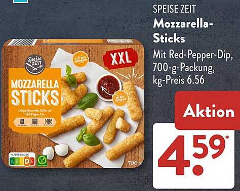 Speise Zeit Mozzarella-Sticks mit Red-Pepper-Dip, 700-g-Packung