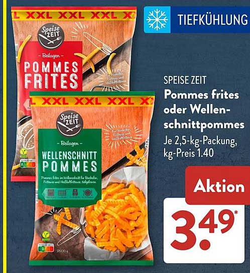 Speise Zeit Pommes frites oder Wellenschnittpommes - 2,5 kg