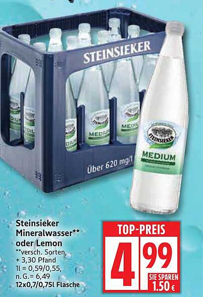 Steinsieker Mineralwasser 12x0,7l oder Lemon